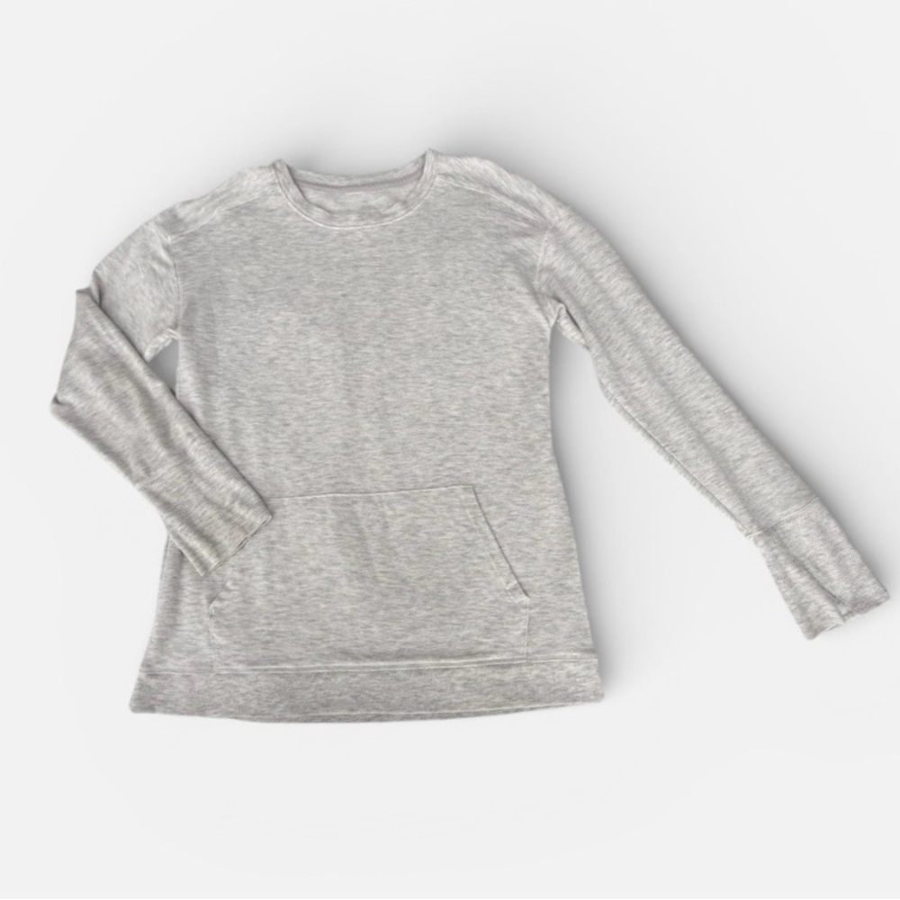 All in motion girls XL Gray Long Sleeve Top Thumbholes Pocket - Picture 6 of 11